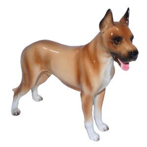Vintage SHAFFORD brown, tan & off white Great Dane dog figure 8" tall Japan 173